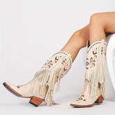 Fringe Stitch Design Cowgirl Boots